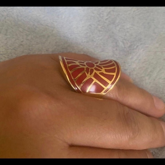 Amazon.com: Art deco oval shape red garnet engagement ring  Red ring